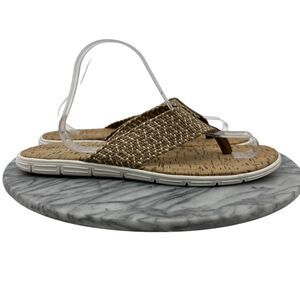 Pete Huntington Flip Flop Mens 10 Thong Sandals Woven Textile Strap Cork Footbed